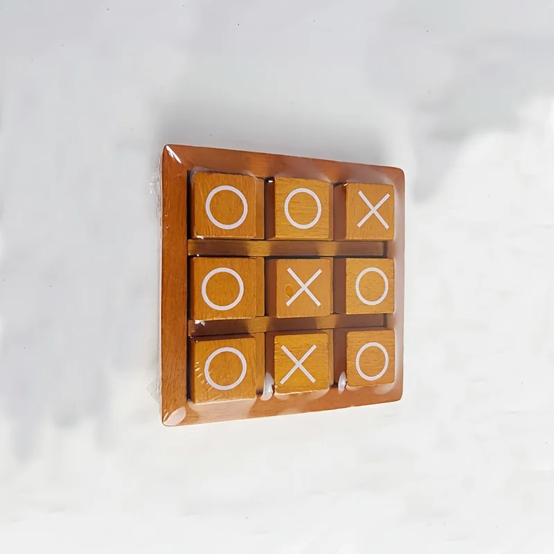 Wooden Tic Tac Toe XO  Educational Logical Thinking Training Toy Parent Child Interactive Two Player Family Travel Table Game view 3