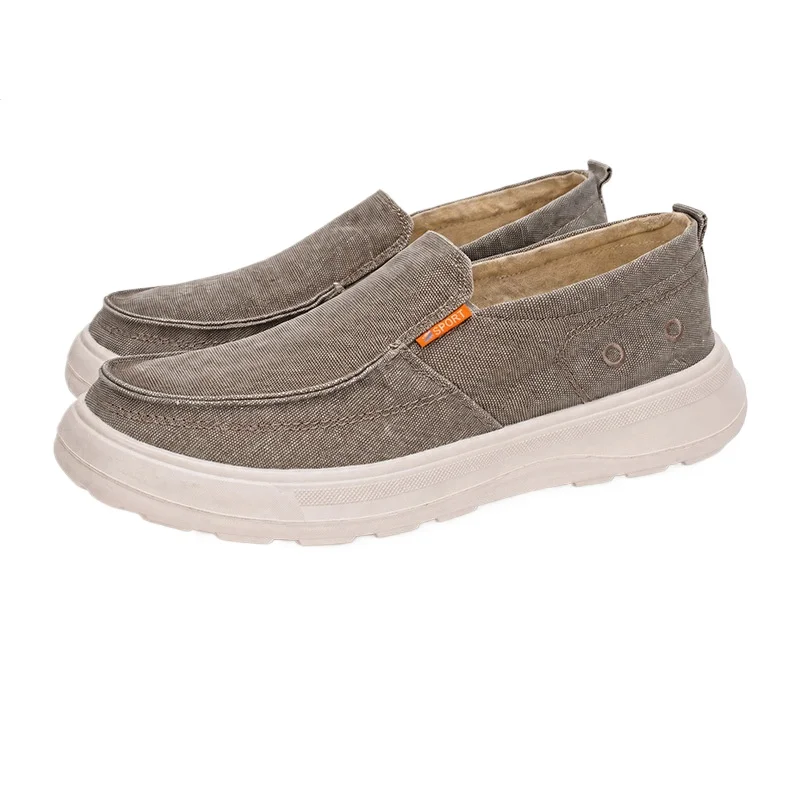 Herren-Slipper aus Canvas, atmungsaktive Loafer aus gewaschenem Denim, leichte, rutschfeste Schuhe zum Gehen, bequeme Alltagsschuhe für Herren. – Detail 9