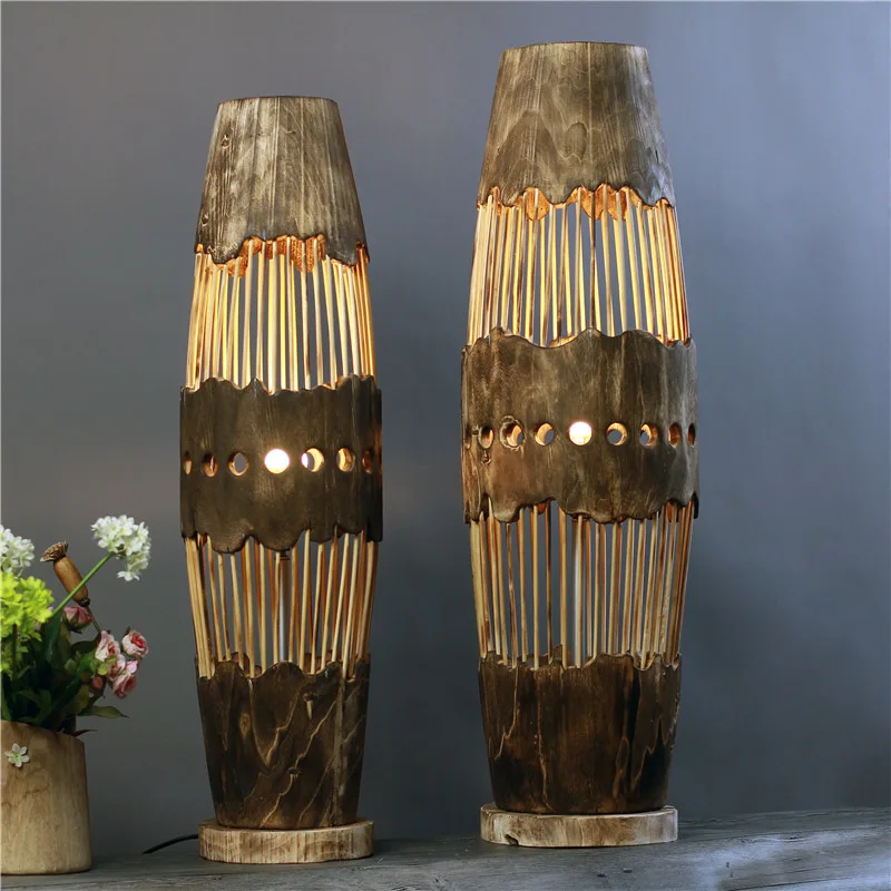 

Professional handmade log craft floor lamp pastoral warm homestay hotel decorative lamps