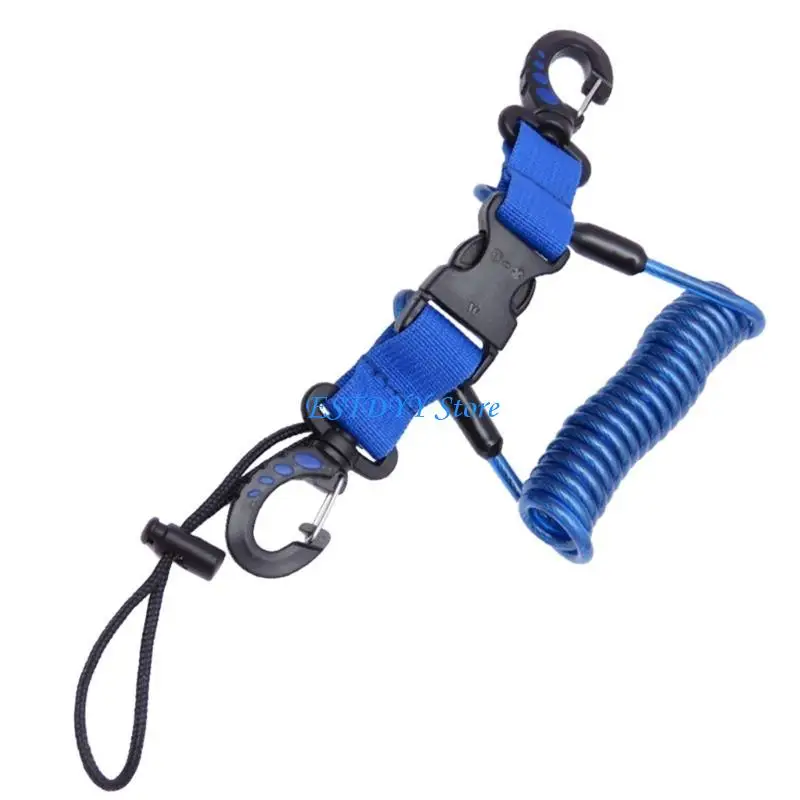 

G6DE Scubas Diving Coiled Lanyard Quick Release Clip Heavy Duty Antilost Underwater Spring Coiled Camera Strap for Dive Light