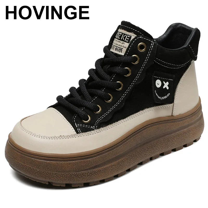 

Handmade Retro Short Boots For Women Winter Warm Shoes Mixed Colors Genuine Leather Platform Wedges Casual Ankle Boots