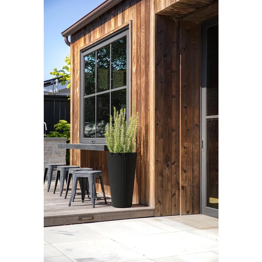 

Demi Series Tall Planter for Porch, Patio, Backyard | Durable Plastic-Stone Composite Material | Modern Décor for Tall Plants