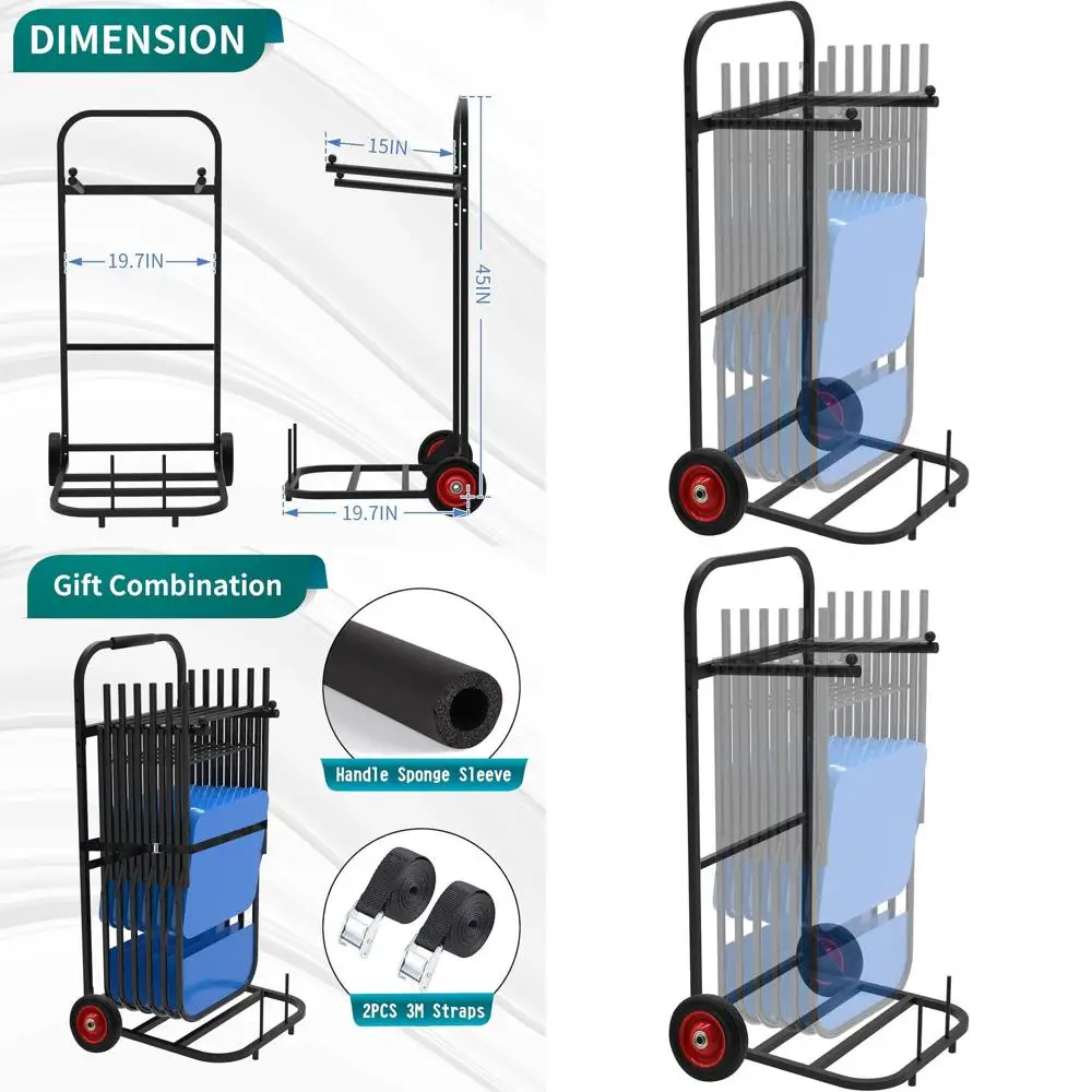 

Compact Rolling Chair and Table Cart - Portable Storage Solution for Folding Furniture up to 200 lbs