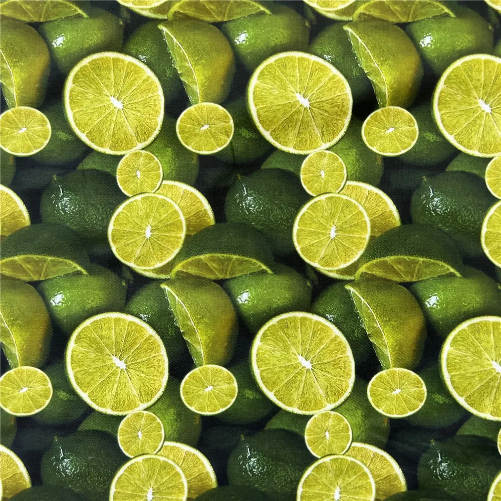 Summer Green Lemon Cotton Fabric for Kids Clothes Home Textile Slipcover Sewing Quilting DIY Needlework Material