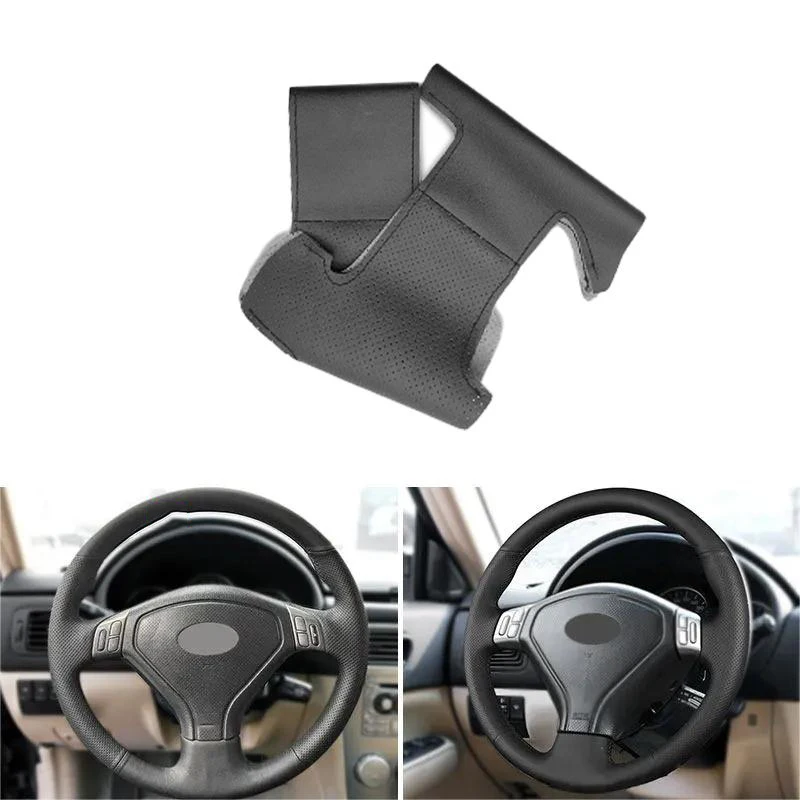 Hand-sew Black Perforated Microfiber Leather Car-styling Steering Wheel Cover For Subaru Forester Outback Legacy 2005 2006 2007