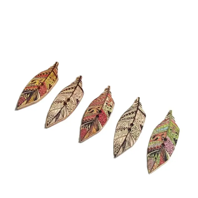 30 Uds. Botones de hojas de madera, accesorios hechos a mano para manualidades, botones multicolores para artesanía