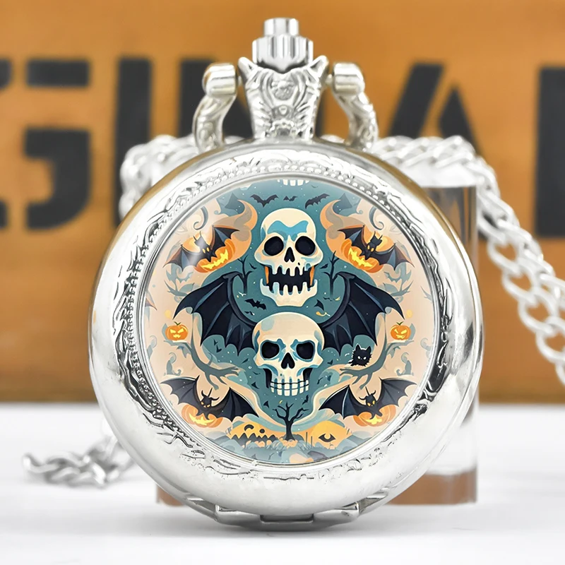 子供用ラウンドダイヤル付き懐中時計,クォーツネックレス,合金,ミニ,ヴィンテージ,コンパクト,ミディアム,クリエイティブ,面白い,ハロウィーン,安いギフト