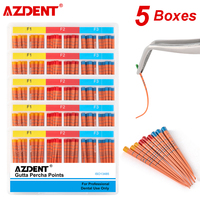 5 Boxes=300pcs AZDENT Dental Gutta Percha Points With Scale Endodontic Root Canal Obturating Tips Bars Taper F1 F2 F3