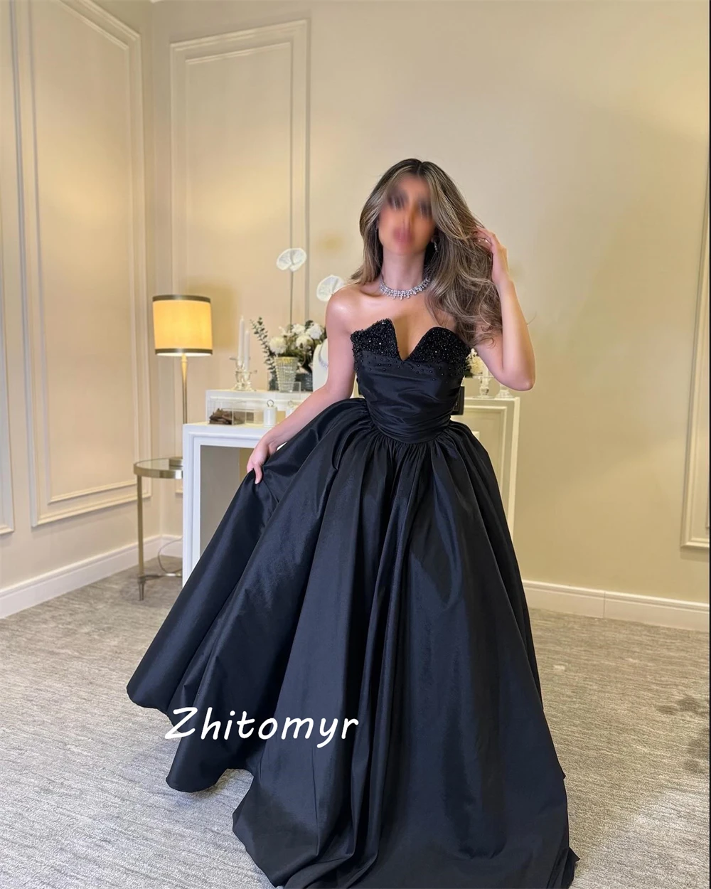 Jiayigong  Prom Exquisite Casual Strapless  Gown Beading Sequined Draped Satin Bespoke Occasion Dresses Evening