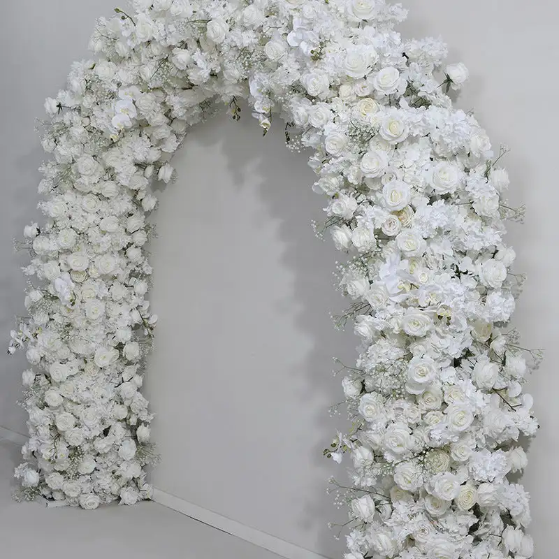 Custom series White rose peony Hydrangea green leaf artificial circular arch wedding background decoration banquet event layout