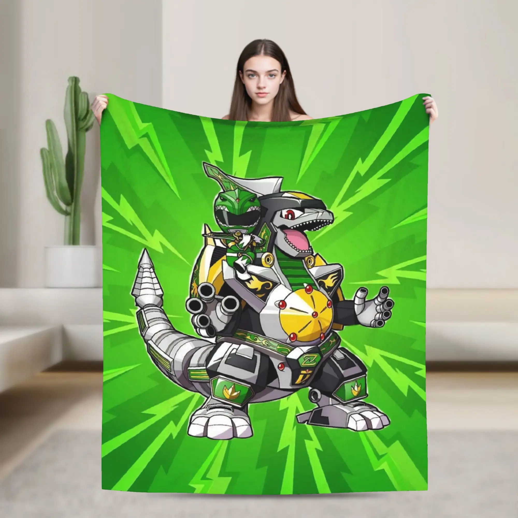 MMPR Green Ranger Blankets Power R-Ranger Wool Funny Soft Throw Blankets for Home Autumn/Winter