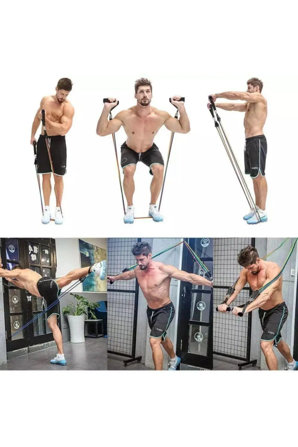 Resistance Tire Set Multifunctional Exercise Set Door Back With Bracket Full Set 11 Piece