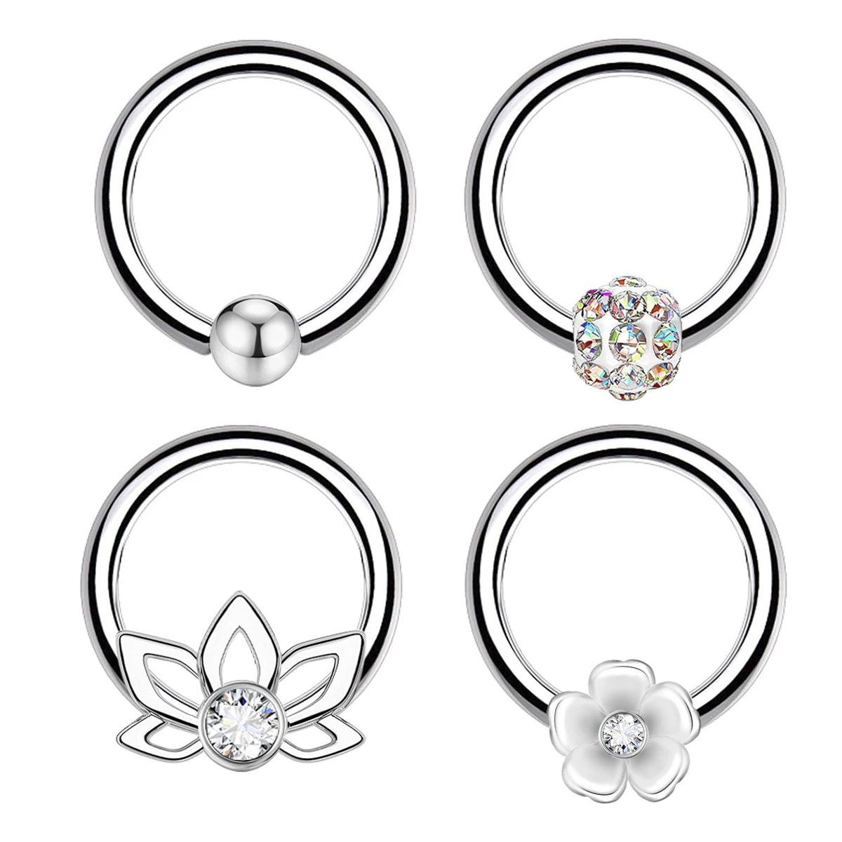 1PC Mudball Krone Blumen Kreisförmige Perle Ring Näher Ring Nase Lippe Ring Labret Ohr Tragus Helix Knorpel Daith Ohrringe Piercing