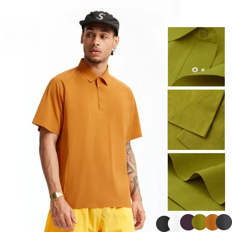 

Мужская рубашка-поло с защитой от ультрафиолета UPF50 + быстросохнущая ультразвуковая рубашка с коротким рукавом, лето 202, деловая повседневная футболка