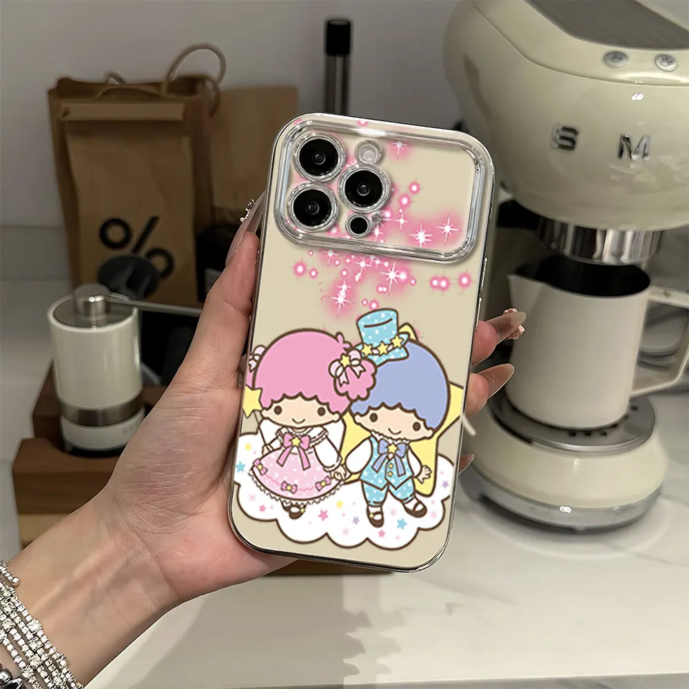 MINISO L-Little twin stars Electric Ferry Large Window Phone Case For iPhone 12 11 13 14 15 16 Pro Max Plus Shell