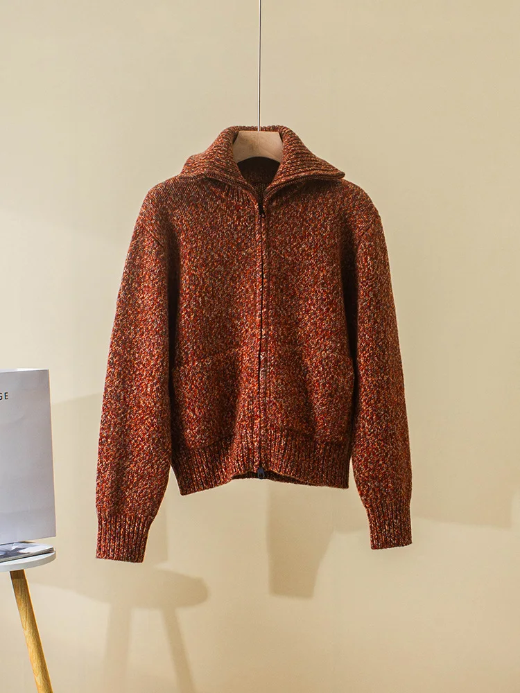 Otoño e invierno nuevo 100 cárdigan de cachemira chaqueta suéter de punto superior