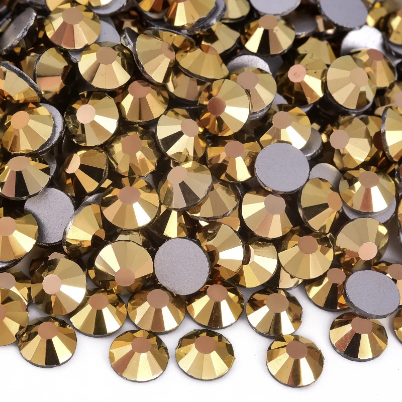 2028 Gold Hematite Silver Glitter Glass Diamond Crystal Non Hotfix Rhinestones Nail Art Strass Nails Crystals For Dance Costume