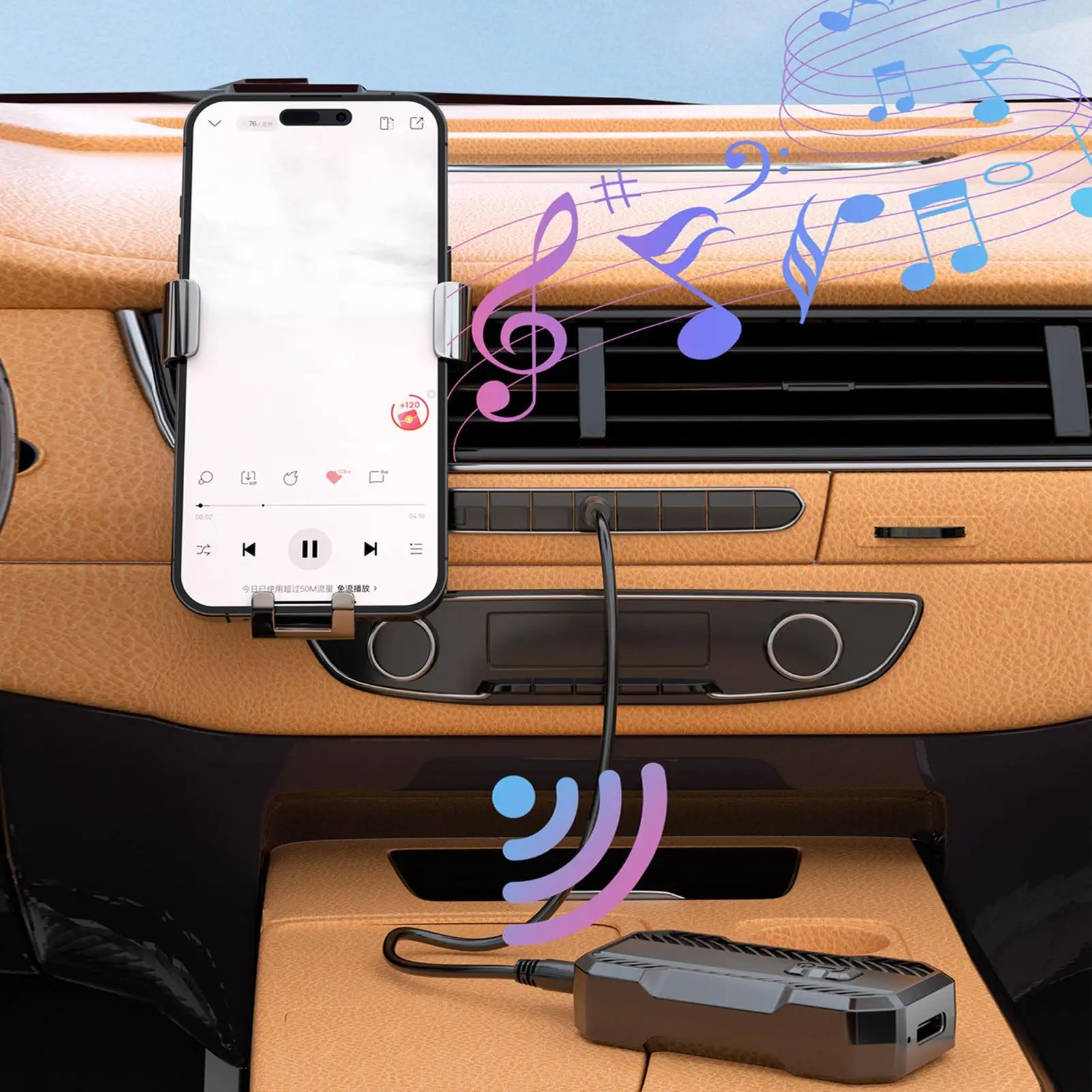 2-In-1 Wireless Audio Adapter Bluetooth5.3 Receiver Transmitter Wireless Music Adapter Lossless Sound MIC For Car Speaker TV PC