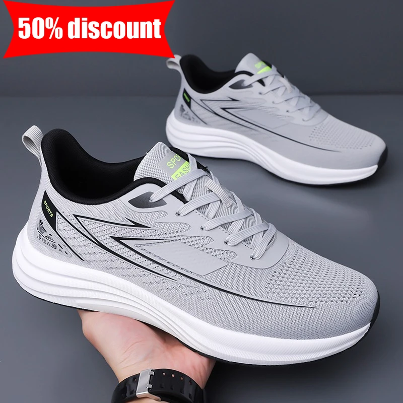 

Men Sports Shoes Summer Lightweight Anti Slip Fashion Casual Outdoor Running Shoes Shock-absorbing Mesh Lace Up Training Shoes