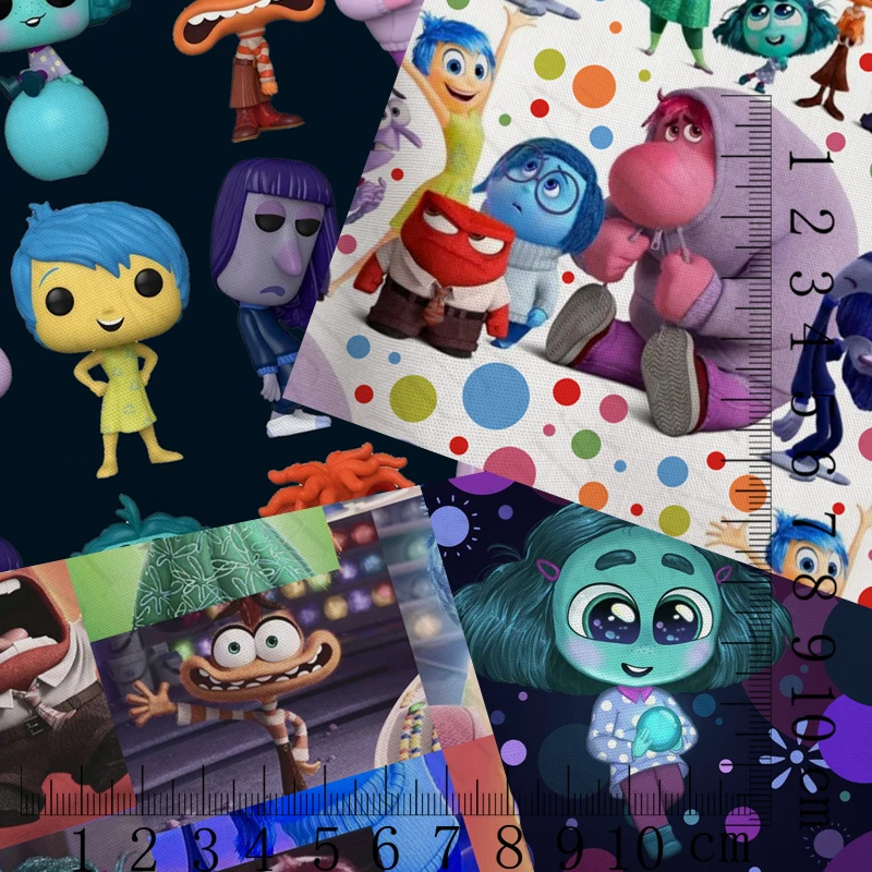 45X145cm cartoon new movie Inside out 2 Print Polyester cotton fabric sewing DIY cloth Material Handmade F4617