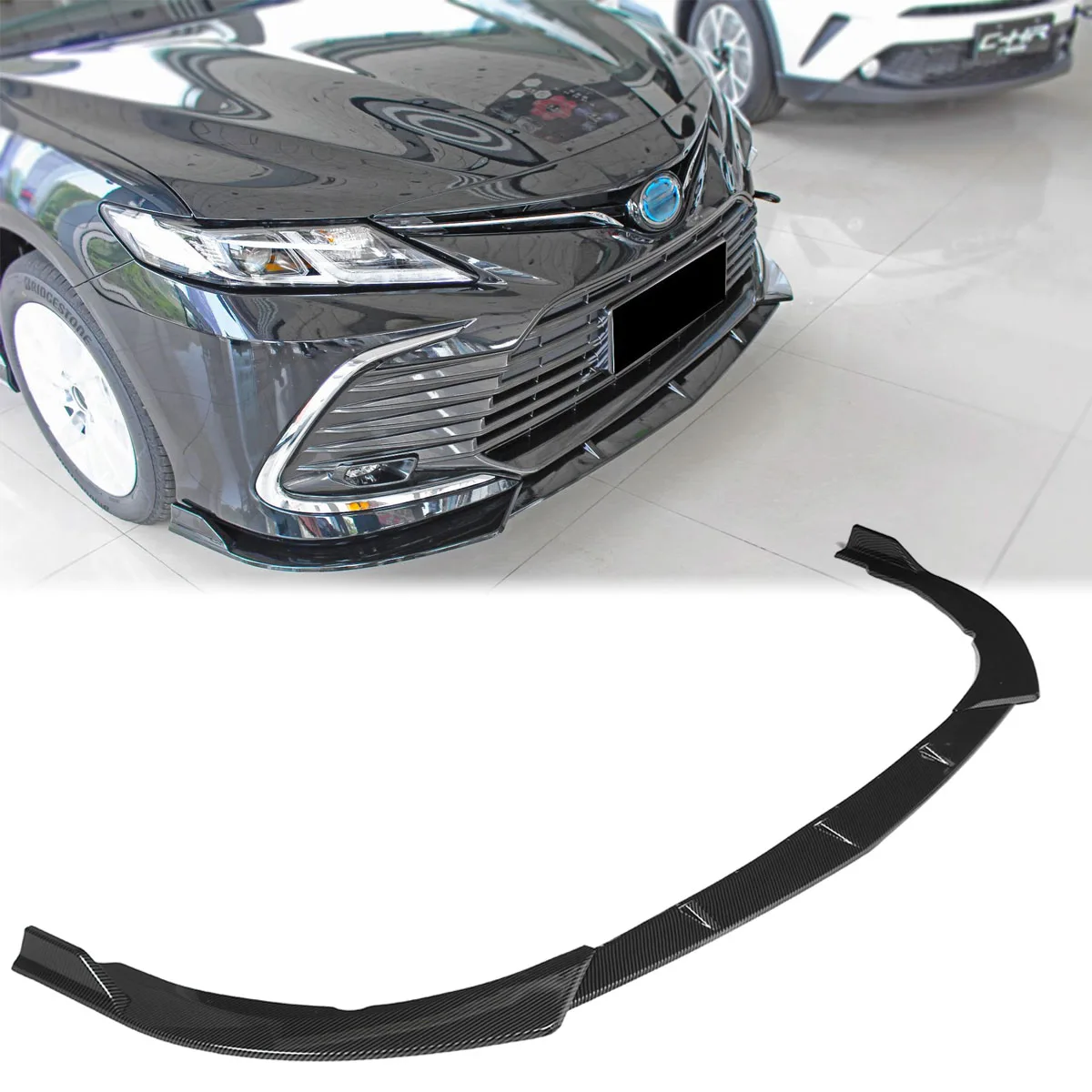 

Front Lip Lower Bumper Side Splitter Spoiler Body Kit For Toyota Camry L LE XLE 2021-2022 Car Styling Black Carbon Fiber Look