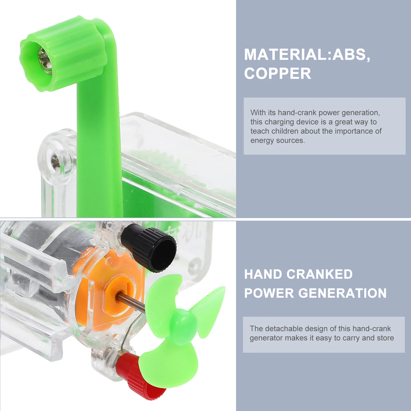 1 set generatore a manovella assemblaggio fai da te kit di esperimenti scientifici per bambini dispositivo didattico per l'elettricità portatile migliora la creatività