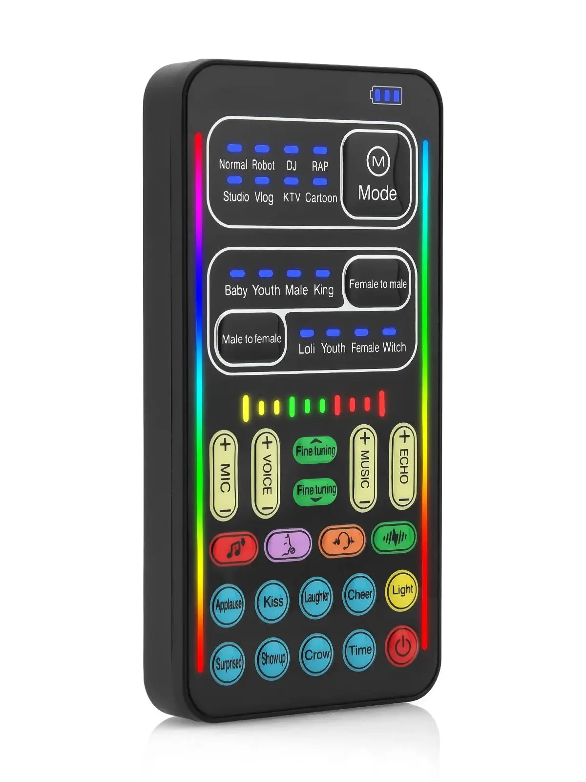 Ensemble de changeur de voix I9, carte son portable multifonctionnelle, enregistrement, carte son + microphone + écouteurs pour l'enregistrement de jeux, changeur de voix pour ordinateur