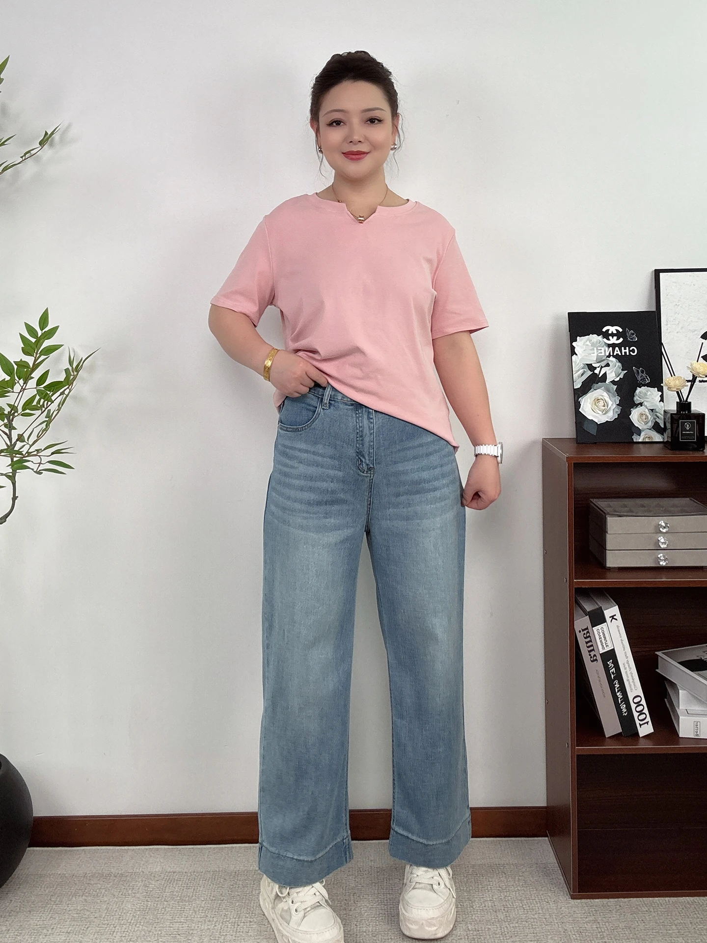 

High Waist Straight Leg Jeans Women's Casual Wide Leg Pants Spring Summer New Style plus Size Slimming Denim for Pear Shaped ...
