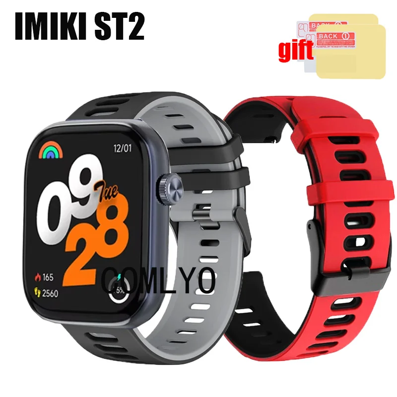 3in1 per IMIKI ST2 Smart Watch cinturino uomo donna silicone morbido braccialetto pellicola proteggi schermo