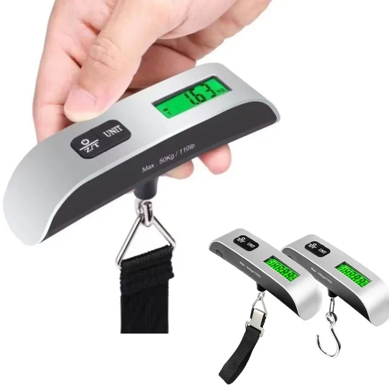 50kg/110lb Portable Digital Luggage Weight Scale LCD Display Pocket Electronic Suitcase Travel Scale Balance Baggage Weight Tool