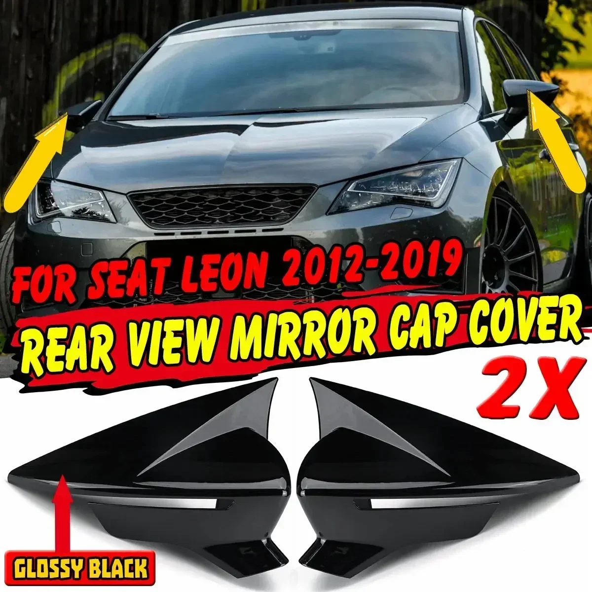 

2 шт., крышка для зеркала заднего вида для SEAT Leon Mk3 5F 2012-2019 Ibiza MK5 Arona KJ7