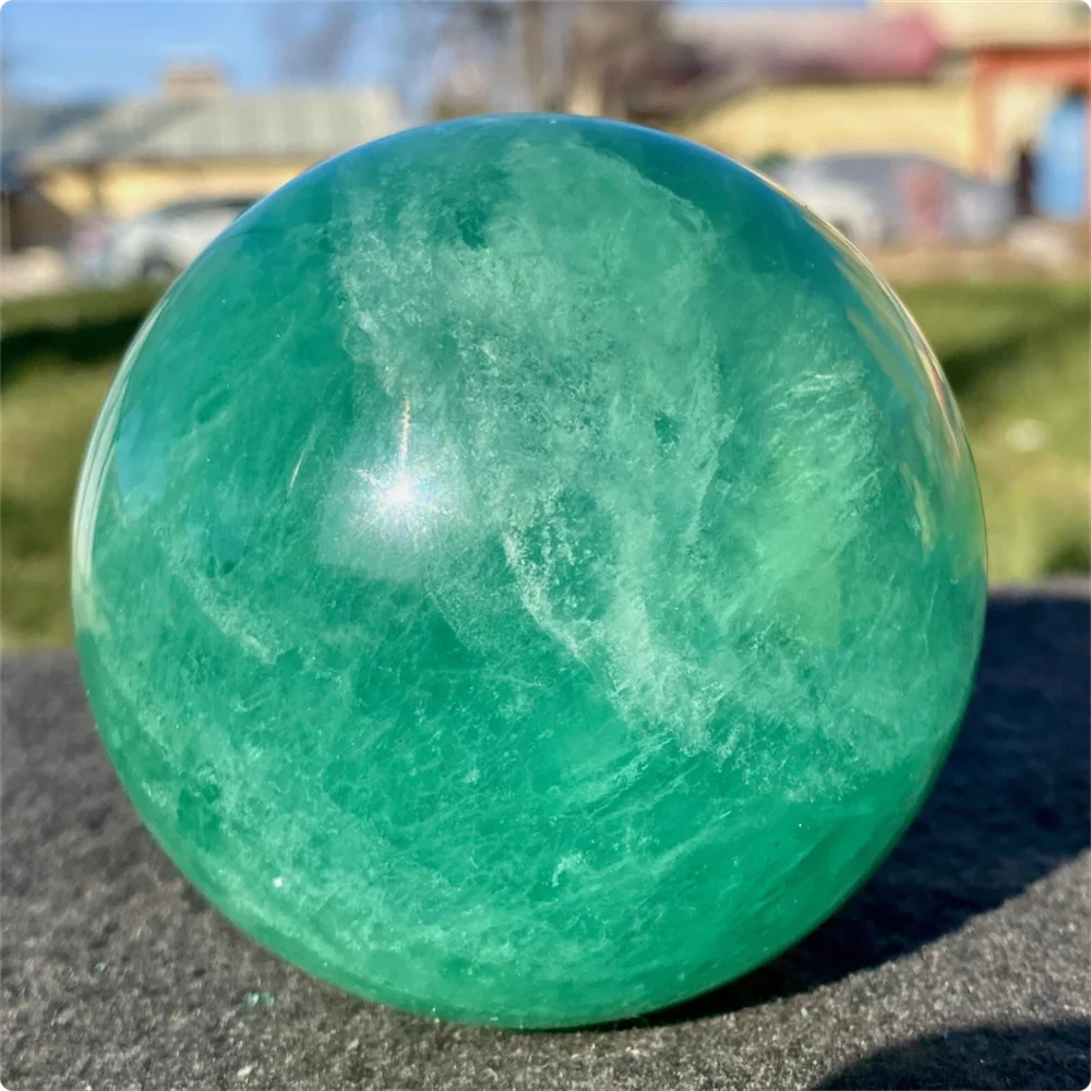 Natural Green fluorite Quartz Crystal Ball Polished Massage Sphere Ball Reiki Healing Room Decor
