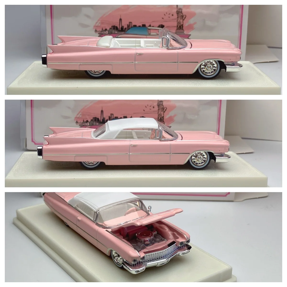Mechanic 1:64 Pink 1960 Muscle Coupe Deville Model Diecast Collect Car