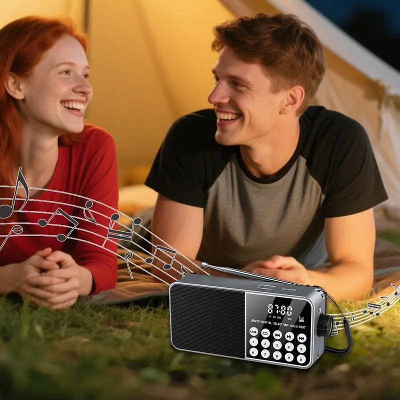 Портативные радиоприемники Портативный цифровой AM FM метеорологический радиоприемник Маленький фонарик снаряжение для выживания Разъем для наушников Гаджет для кемпинга в помещении