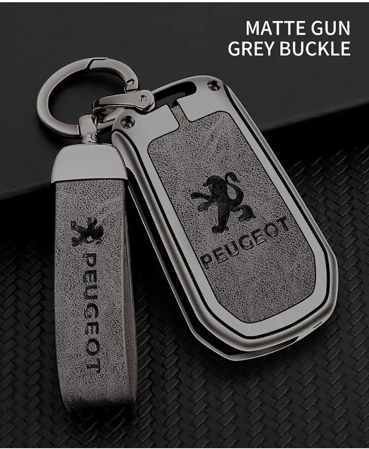 Schutzhülle aus Leder und Zinklegierung für Peugeot 208, 2008, RCZ, 301, 308, 508, 5008 Smartkey, Schlüsselanhänger-Zubehör – Detail 15