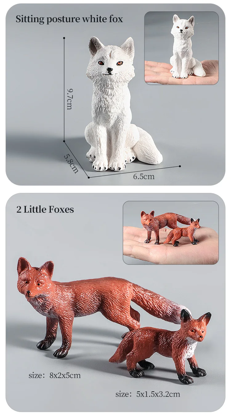 Lernspielzeug-Figuren-Set mit Waldtieren – Wolf, Fuchs, Hyäne, realistische Dschungel-Zoo-Tiermodelle, Weihnachtsgeschenk für Kinder – Detail 14