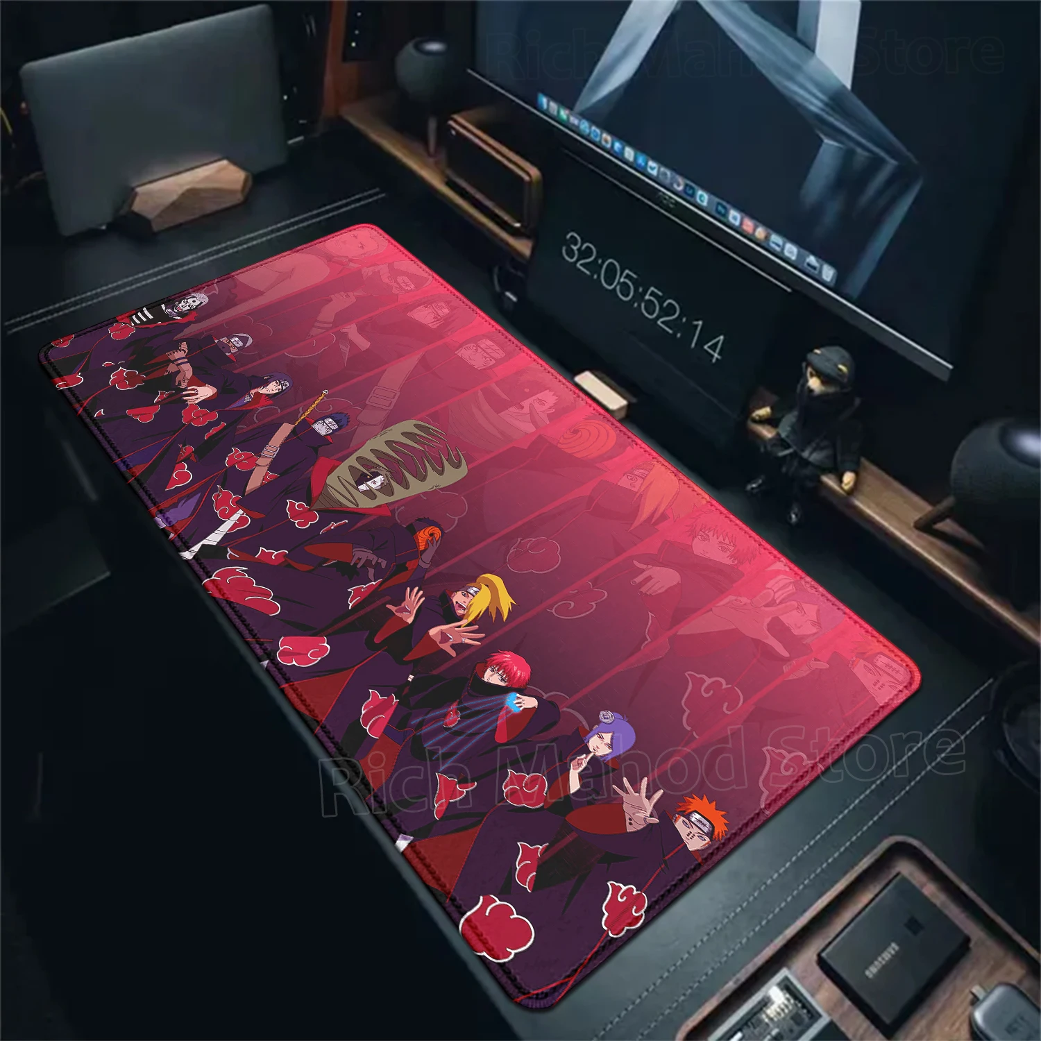 

Gamer Mouse Pad N-narutoS Mousepad Anti-slip Japan Cool Anime Red Moon Gaming Keyboard Deskmat PC Accessories Desk Cabinet Mat