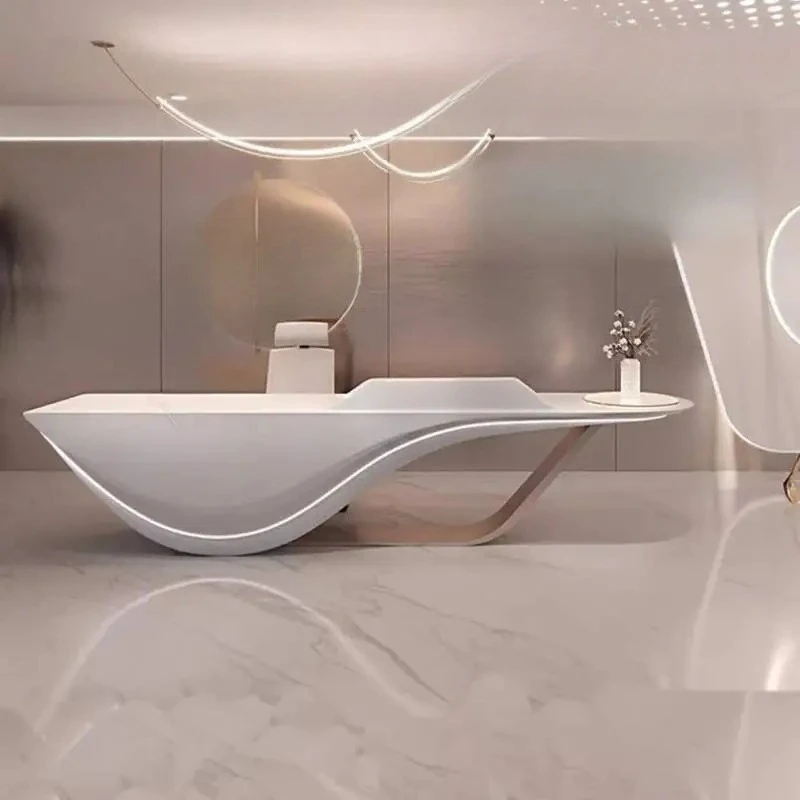 Logo Beauty Reception Desks Counter Aesthetics Modern White Reception Desks Luxury Commercial Bancone Da Reception Furniture
