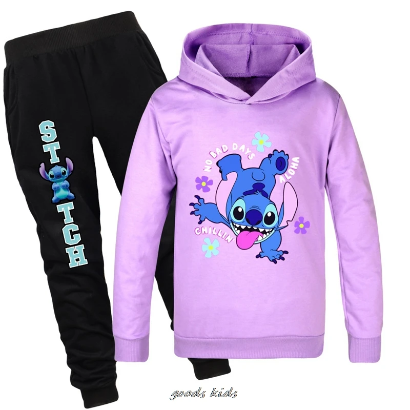 

Children Boys Girls Lilo And Stitchh Hoodies Pants Set Teens Women Sweatshirts Hooded Kids Fashion Stitch Pullovers Clothes Suit