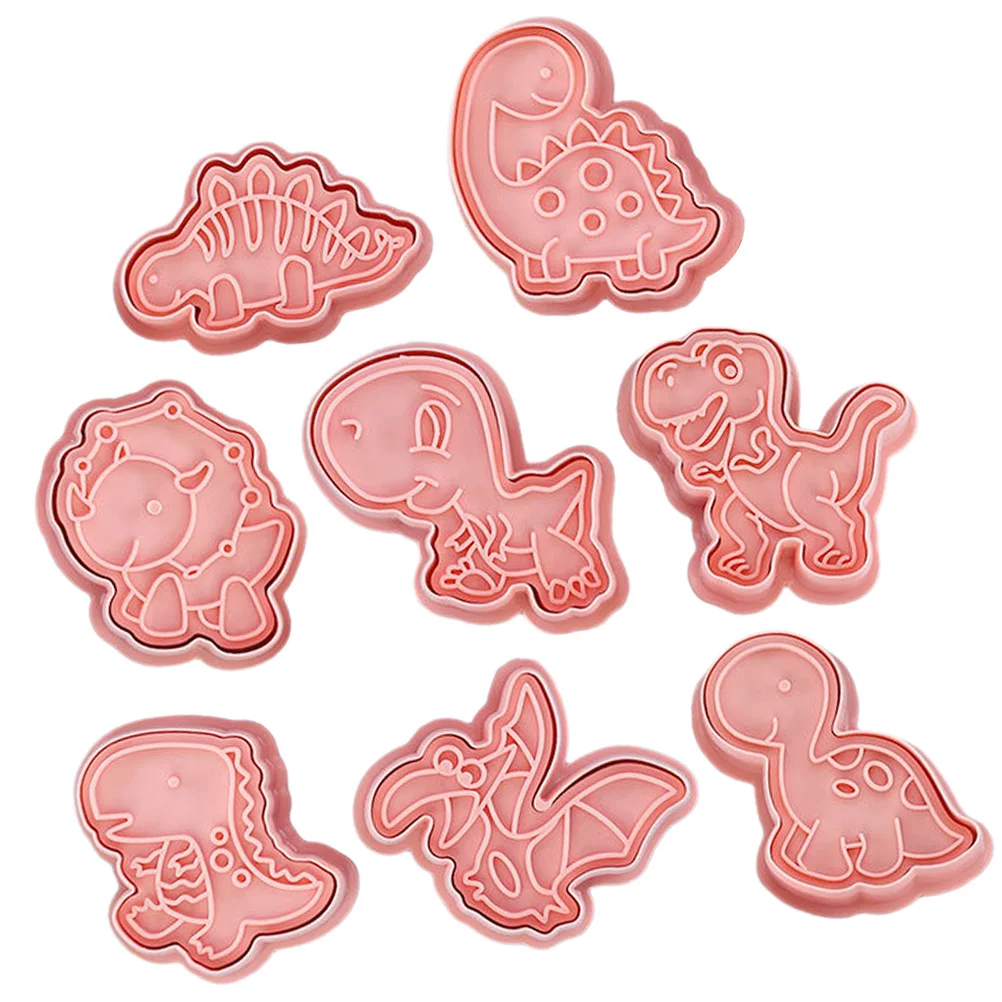 8Pcs Dinosaur Cookie Mold for Baking PP Material Safe and Animal Shaped Biscuit Molds Cookie Mold Fondant Molds