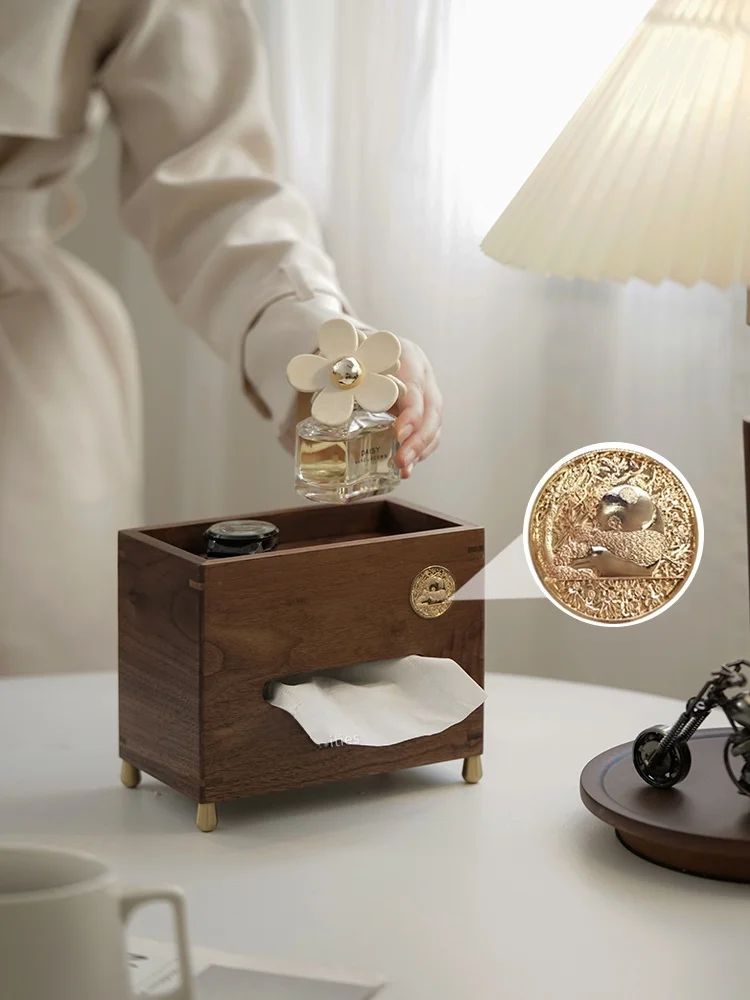 

Elegant Artistic Wooden Tissue Box Hotel Restaurant High-end Commercial Luxury Simple Style Family Storage Organizer