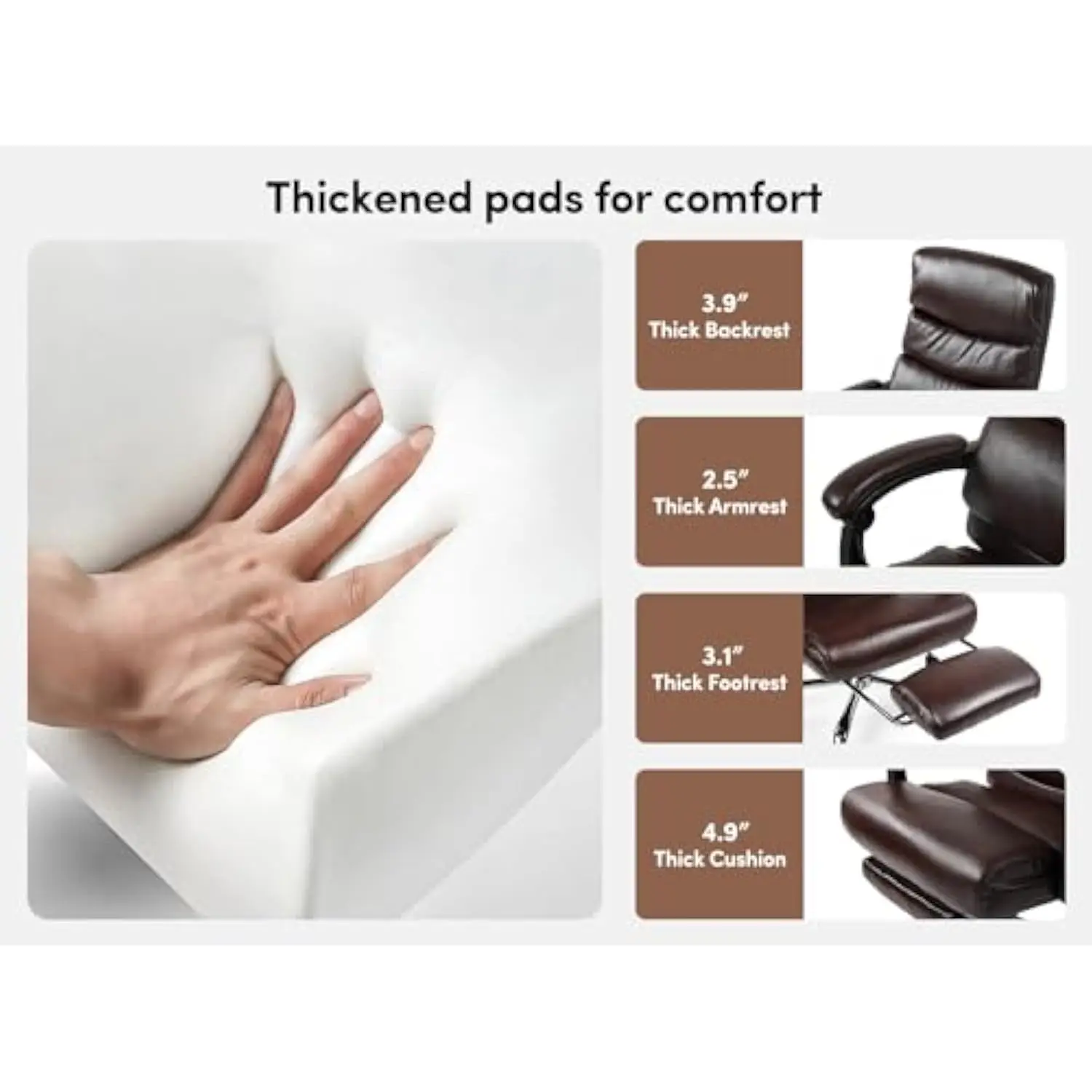 Office Computer Task Desk Chair with Padded Armrests, Executive Comfort Leather Ergonomic Gaming Back Support Home Compute