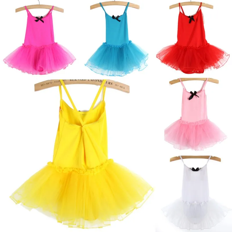 Kids Girls Ballet Dress Gymnastics Leotards Sleeveless Ballet Dancewear Tutu Dance Skirts Kids Bowknot Dance Leotards