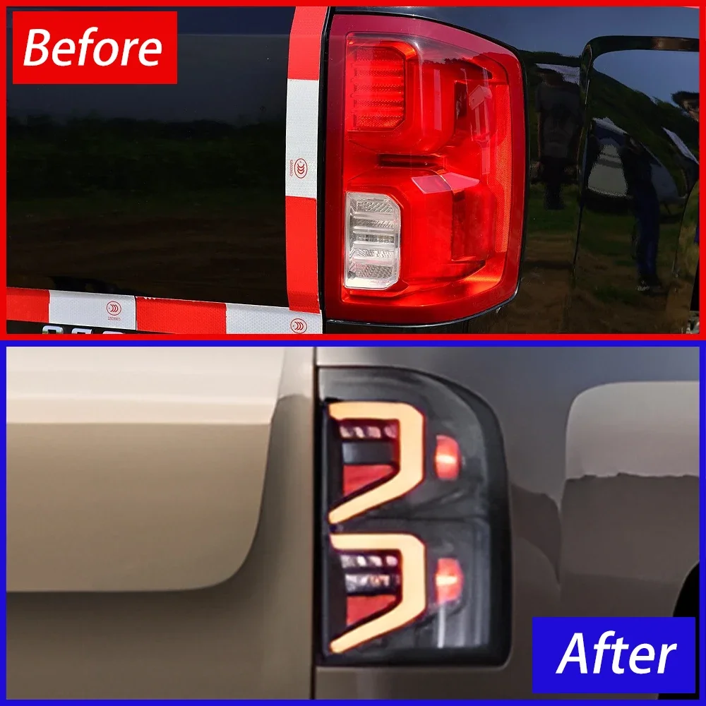 Auto Rear Back Lamps For Chevrolet Silverado 2007-2018 LED Car Taillights Assembly Upgrade Dynamic Brake Lights Tool Accessories