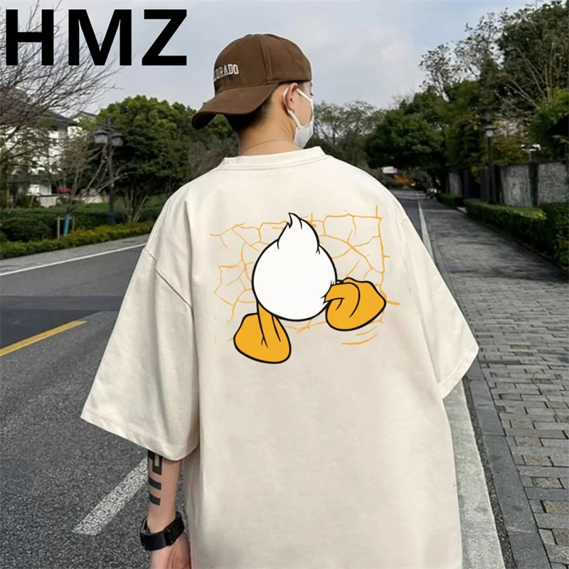 HMZ letnia moda męska T-shirty Hip-hopowe męskie codzienne nadruk kreskówkowy T-shirt bawełniany oversize główna ulica koszulki 5XL