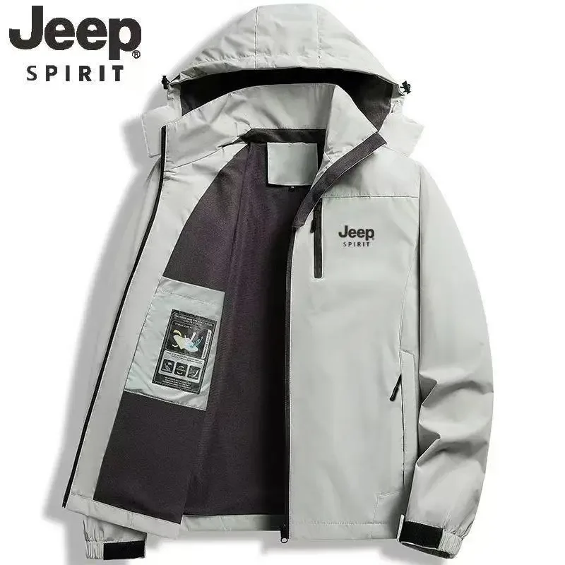 Jeep Spring and Autumn men's and women's hooded jackets, outdoor sports windbreakers, windproof and waterproof jackets