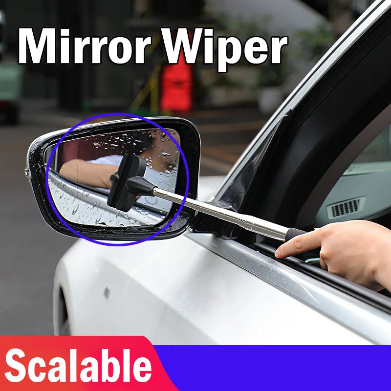 Telescopic Car Rearview Wiper Squeegee Retractable Rod Window Cleaner Squeegee Wiper Brush Glass Cleaning Tool