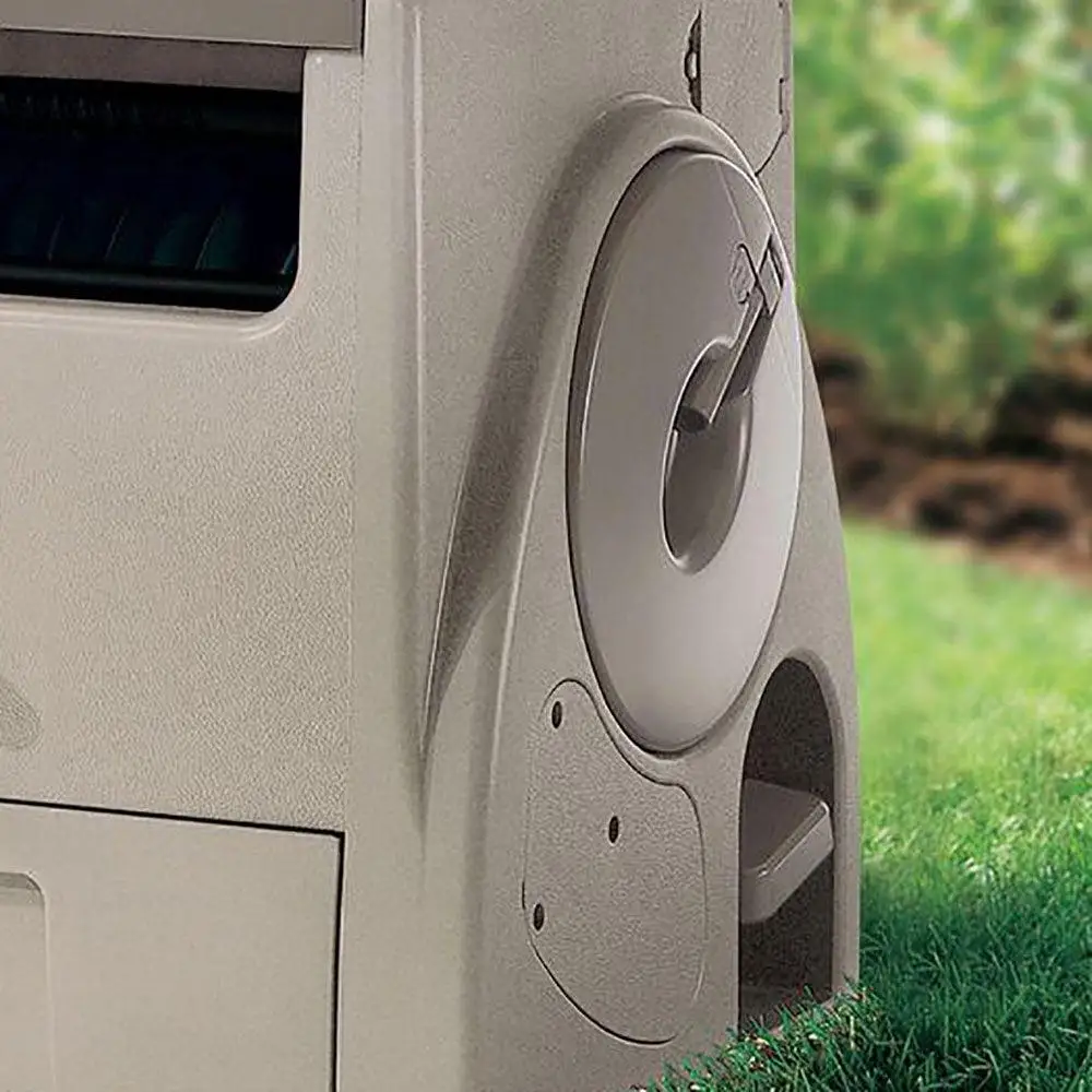 Automatic Power Rewind Hose Reel 100ft with Foot Pedal Smart Trak Technology Rechargeable Battery Storage Bin Manual Crank Easy