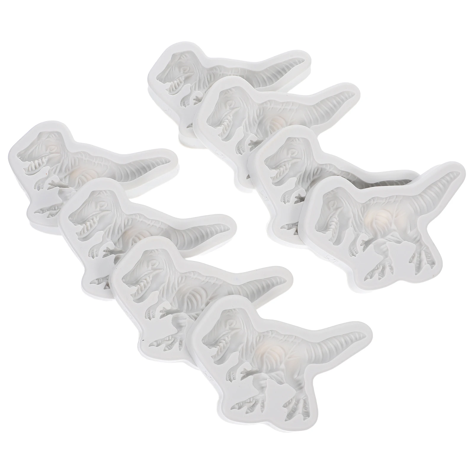 

8 Pcs Dinosaur Silicone Mold Cake Decoration Molds White Silica Gel Animal Cookie