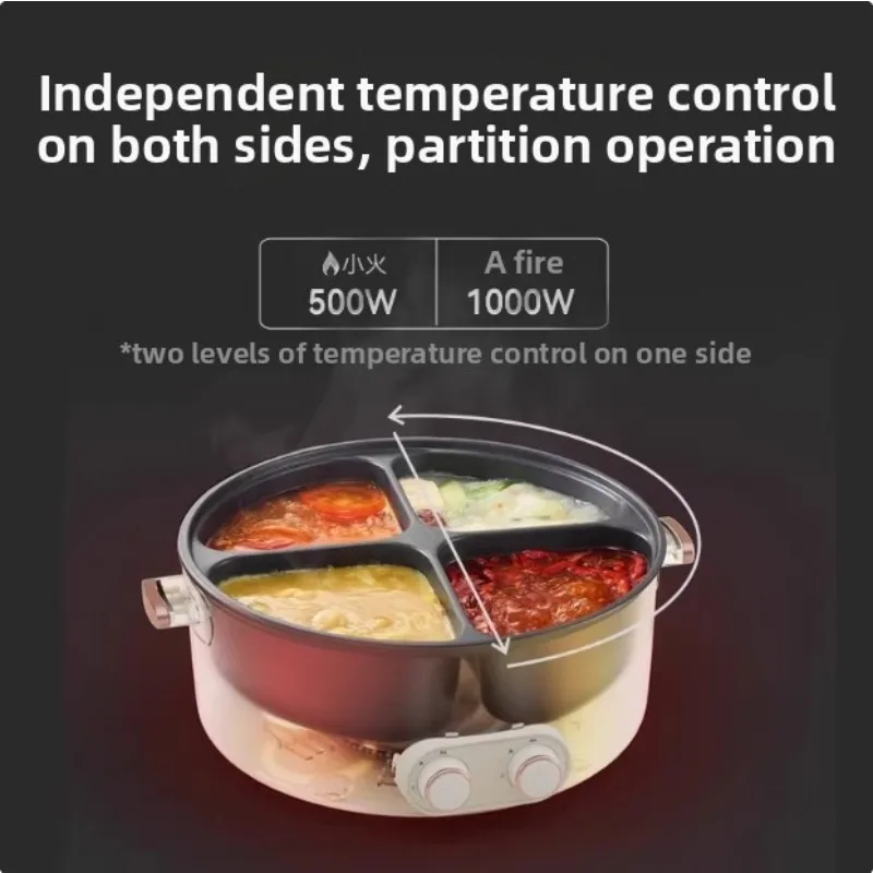 Household 6-liter Capacity Integrated Hot Pot Electric Caldron Colorful Mandarin Duck Electric Pot Four-Grid Multi Functional